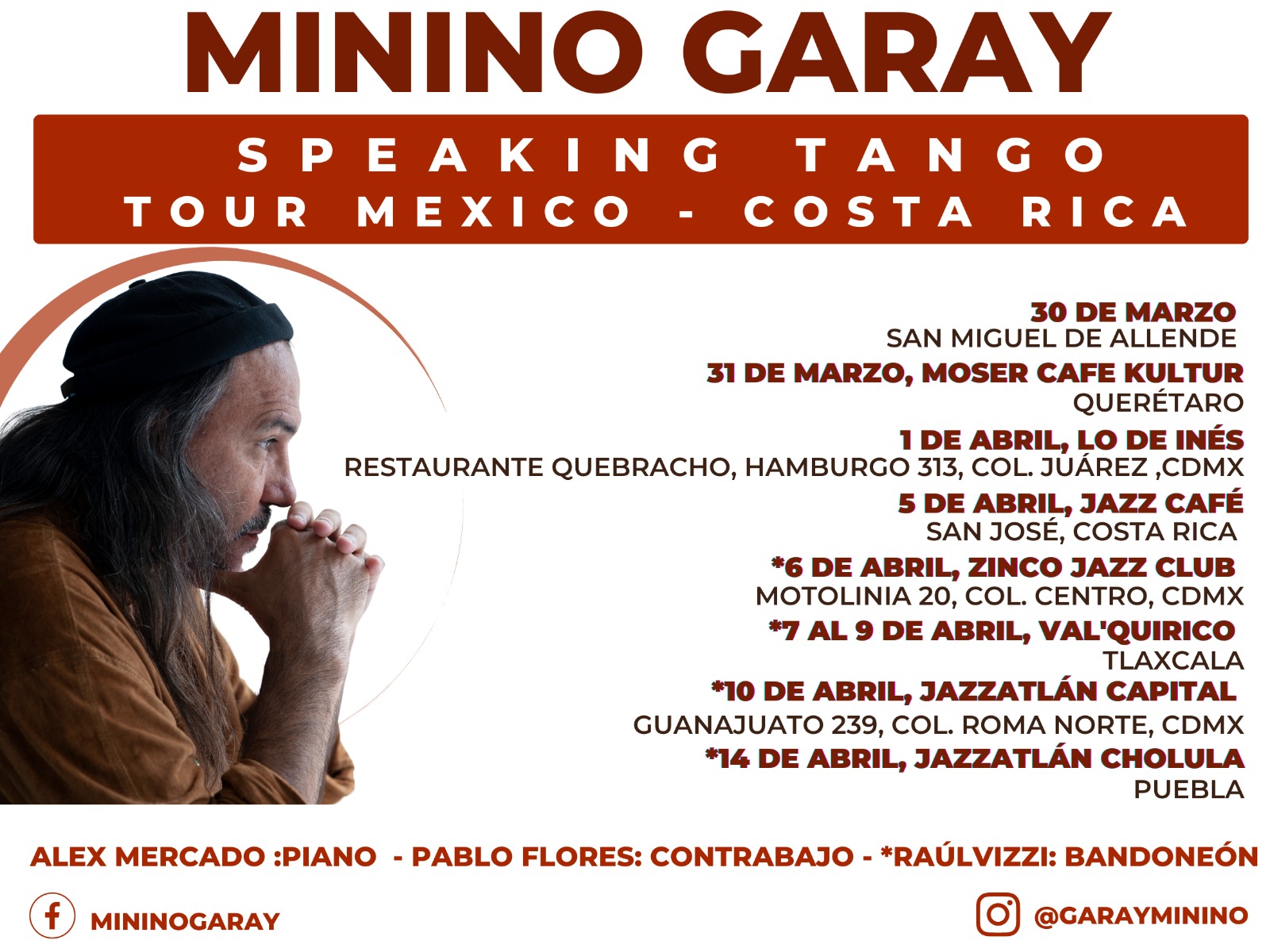 speaking tango tour Costa Rica - Mexico (marzo-abril 2023)